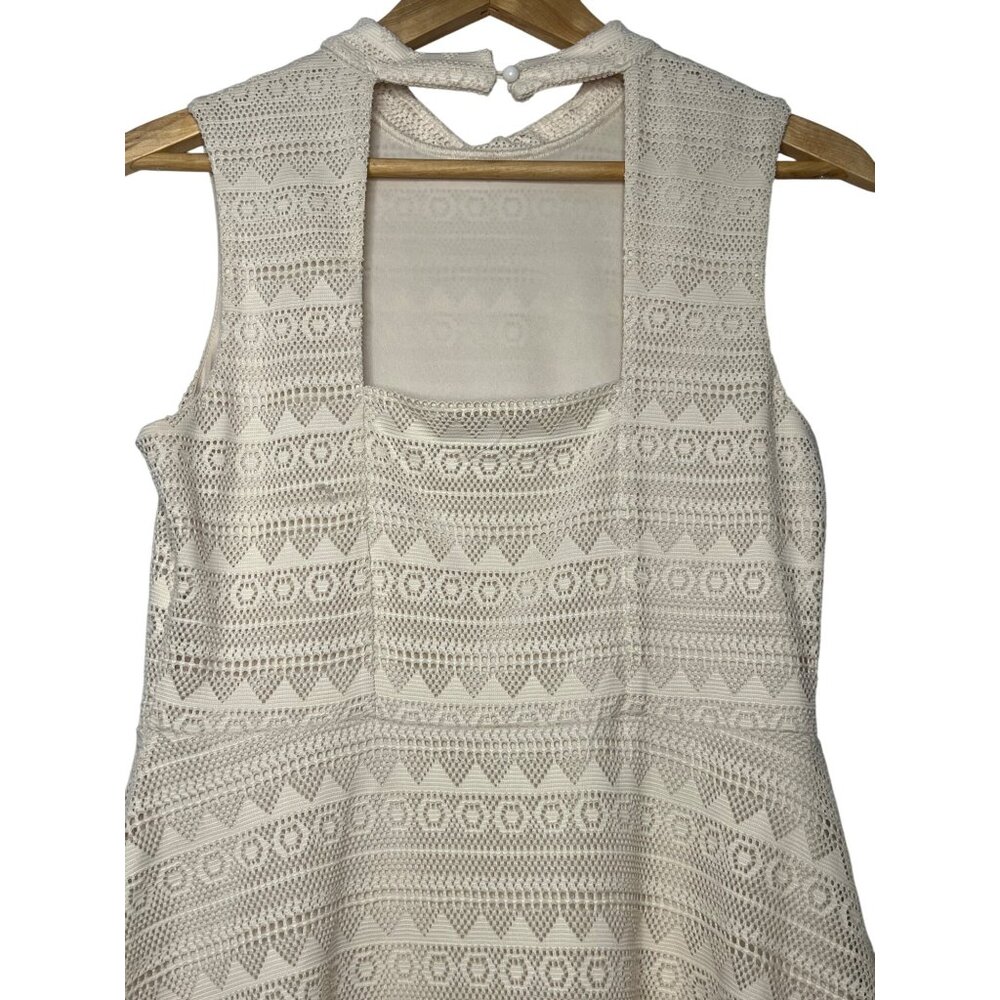 Papaya Size L Sleeveless Ivory Crochet Fit & Flare Dress Back Zipper Closure - Picture 3 of 16